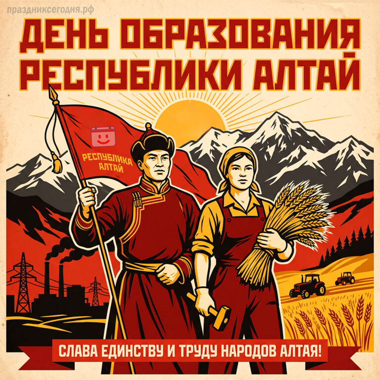 Открытка ко дню образования Республики Алтай 3 июля