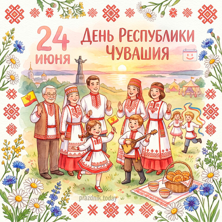 Открытка ко дню Республики Чувашия 24 июня