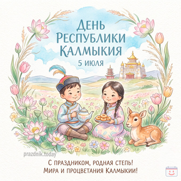 Открытка ко дню Республики Калмыкия 5 июля