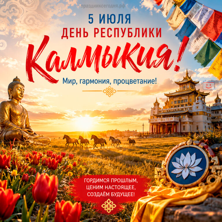 Открытка ко дню Республики Калмыкия 5 июля