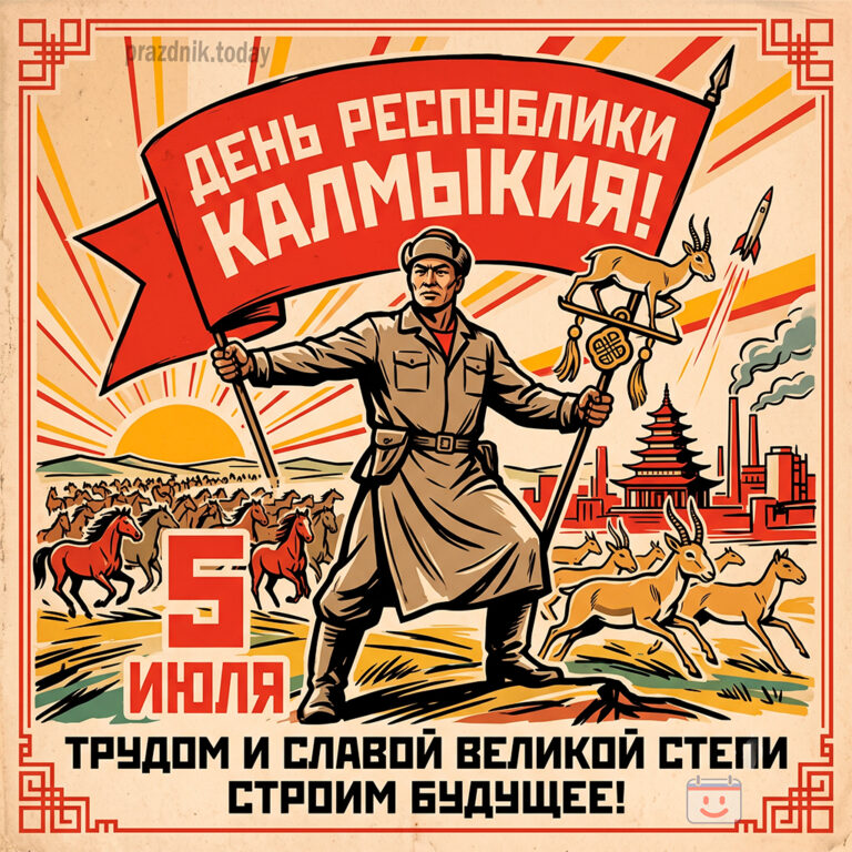 Открытка ко дню Республики Калмыкия 5 июля