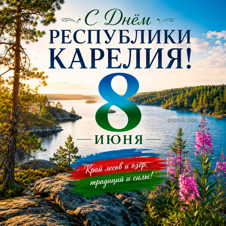 Открытка ко дню Республики Карелия 8 июня