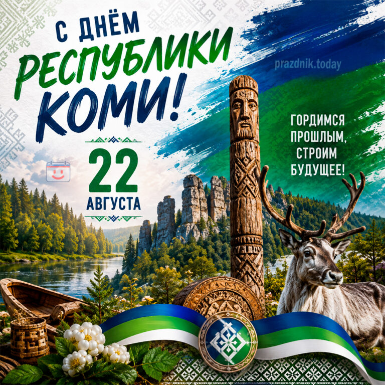 Открытка ко дню Республики Коми 22 августа