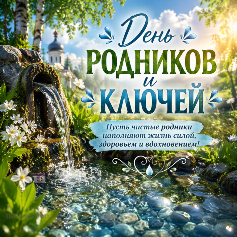 Открытка к празднику День родников и ключей 22 апреля