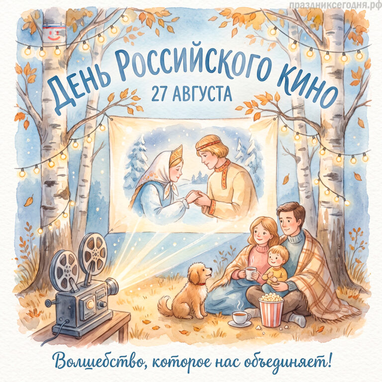Открытка ко дню Российского кино 27 августа
