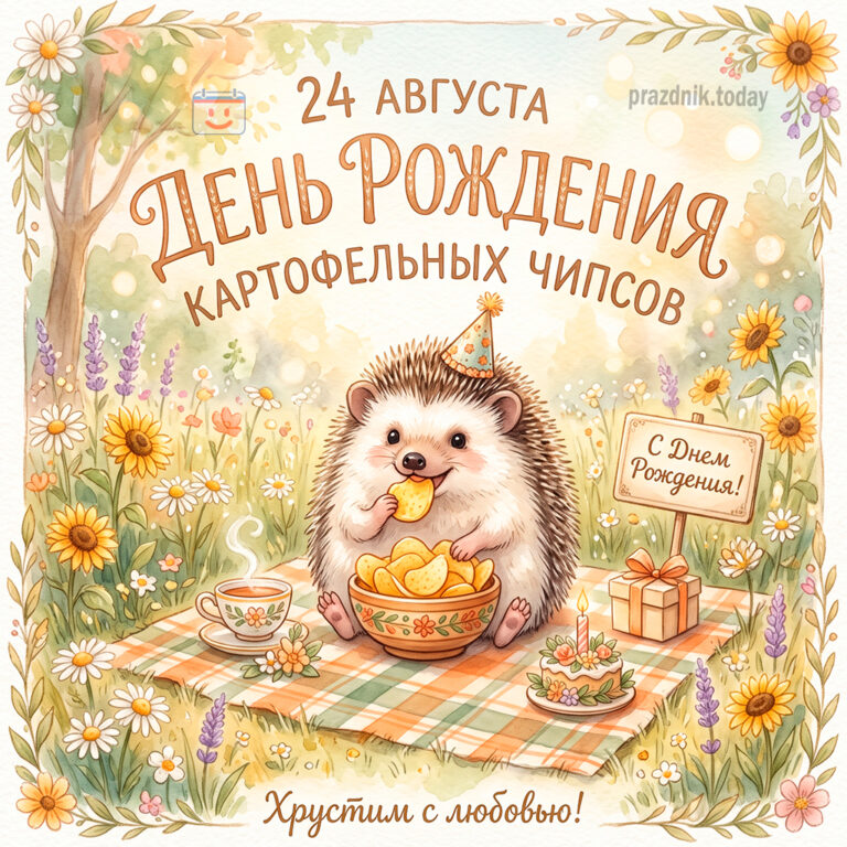 Открытка ко дню рождения картофельных чипсов 24 августа