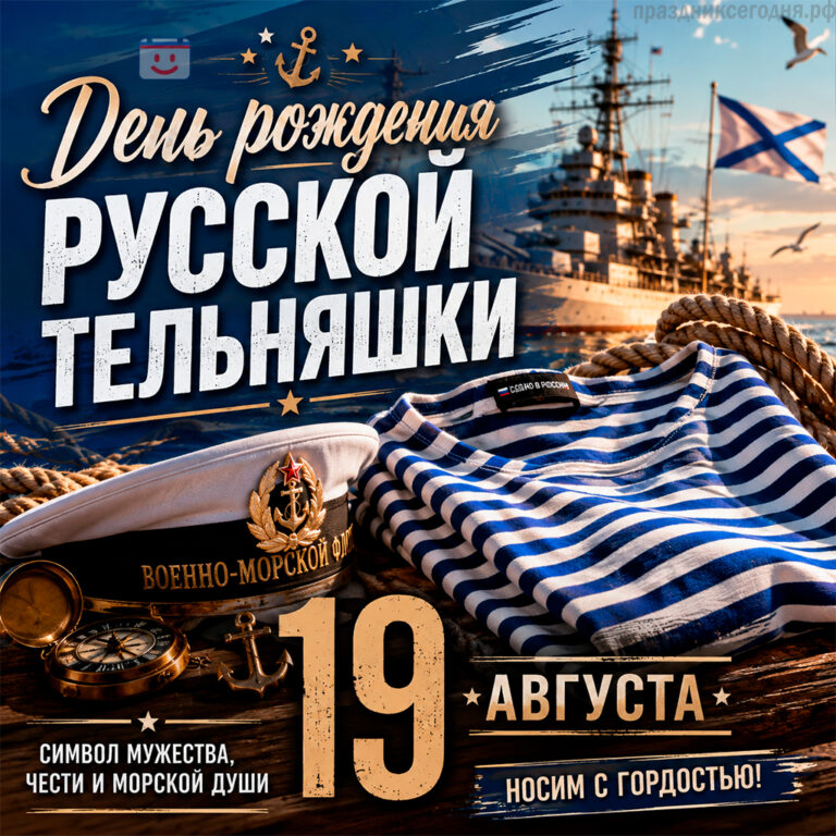 Открытка ко дню рождения русской тельняшки 19 августа