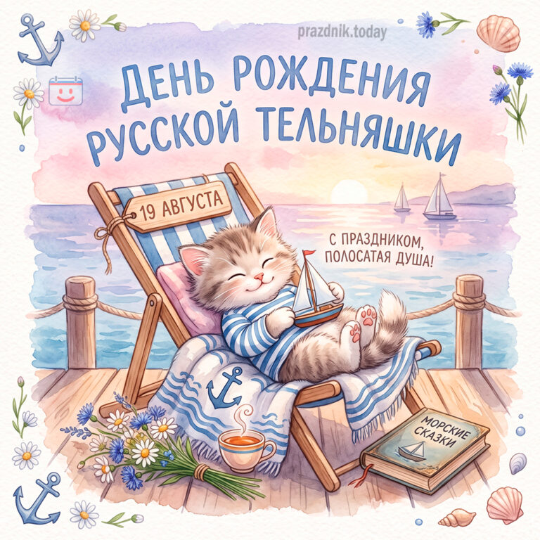 Открытка ко дню рождения русской тельняшки 19 августа