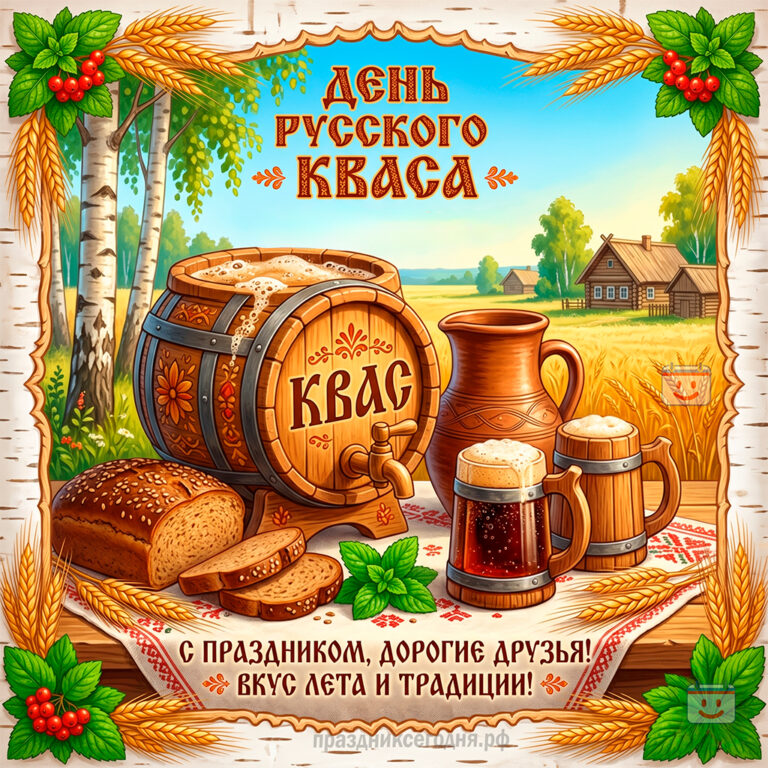 Открытка ко дню русского кваса 17 июня