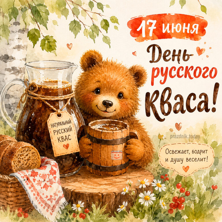 Открытка ко дню русского кваса 17 июня
