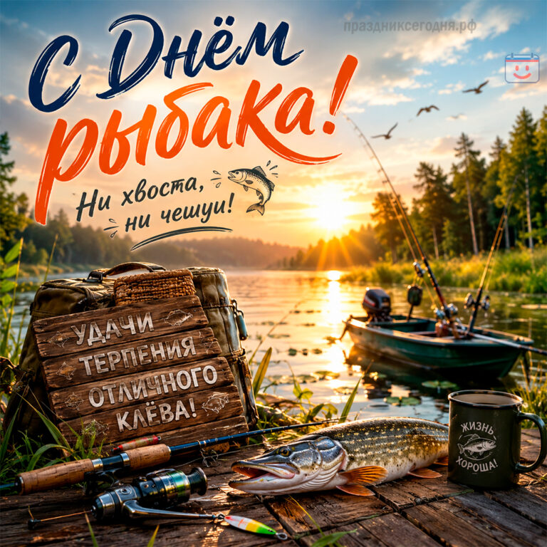 Открытка ко дню рыбака
