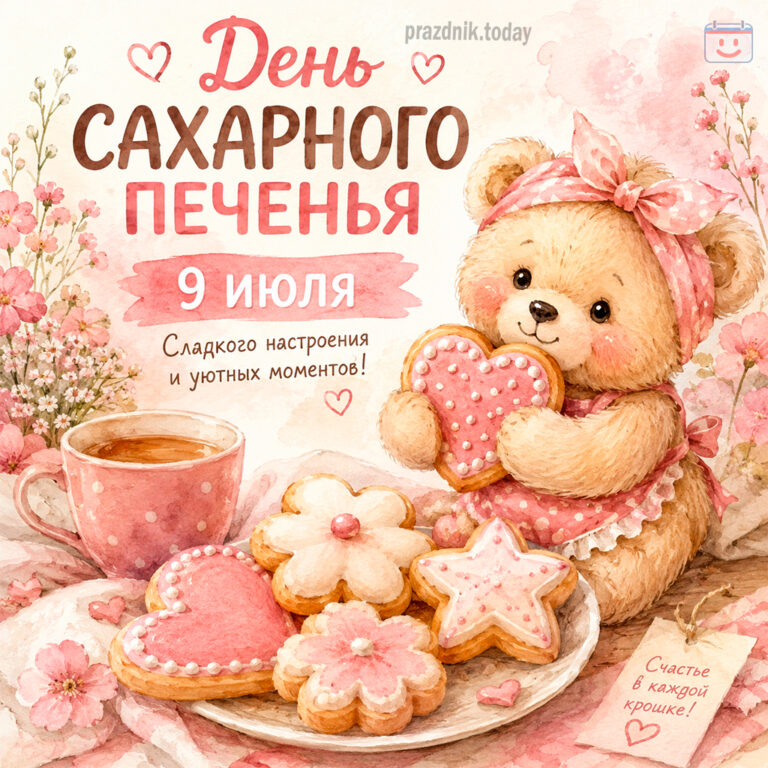 Открытка ко дню сахарного печенья 9 июля