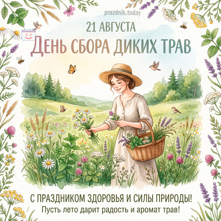 Открытка ко дню сбора диких трав 21 августа