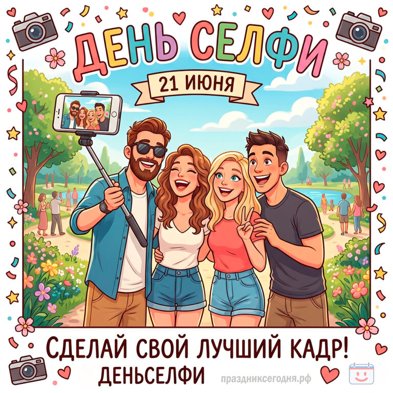 Открытка ко дню селфи 21 июня