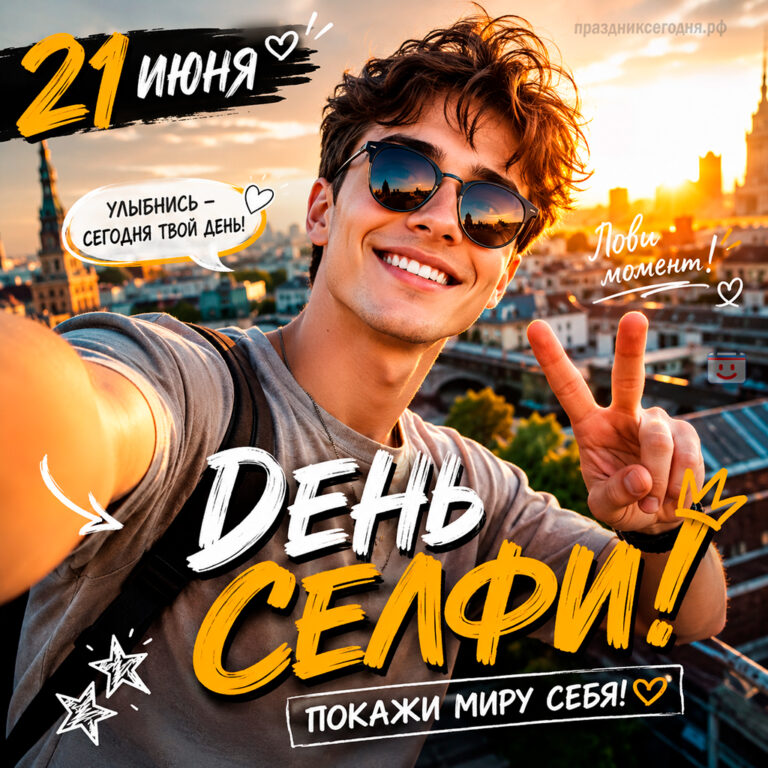 Открытка ко дню селфи 21 июня