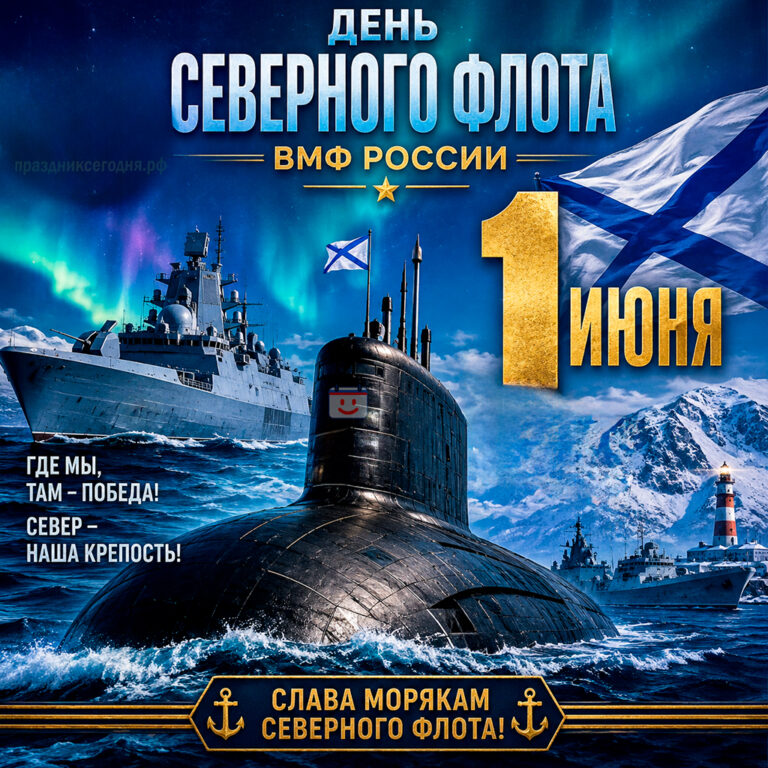 Открытка ко дню Северного флота ВМФ РФ 1 июня