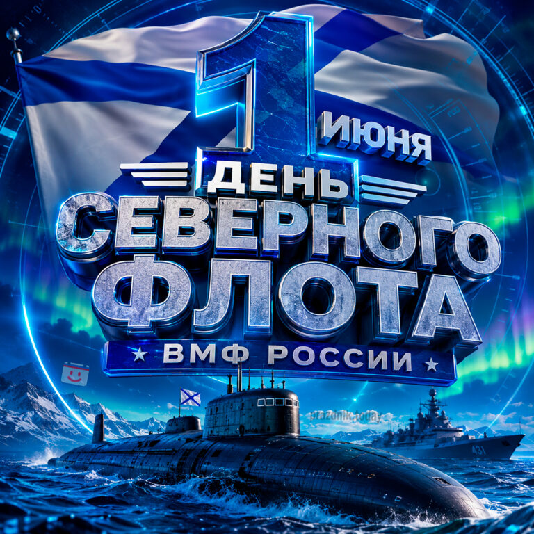Открытка ко дню Северного флота ВМФ РФ 1 июня