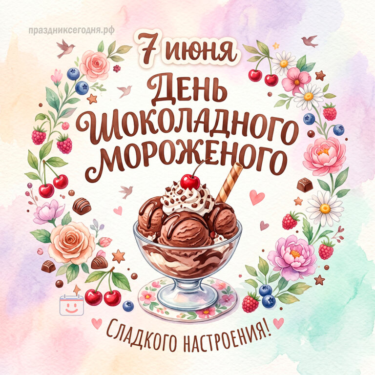 Открытка ко дню шоколадного мороженого 7 июня