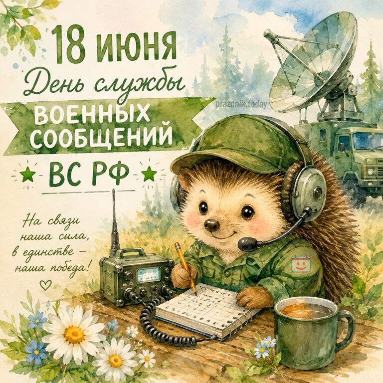 Открытка ко дню службы военных сообщений ВС РФ 18 июня