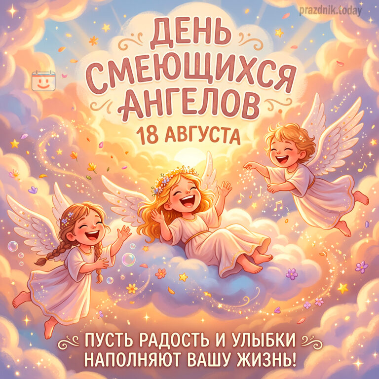 Открытка ко дню смеющихся ангелов 18 августа
