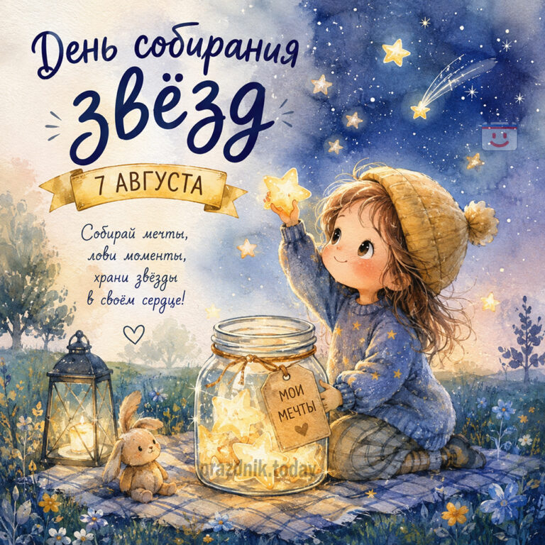 Открытка ко дню собирания звёзд 7 августа