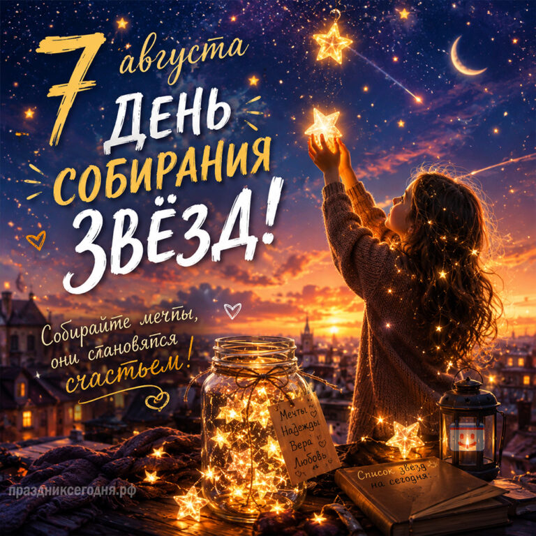 Открытка ко дню собирания звёзд 7 августа