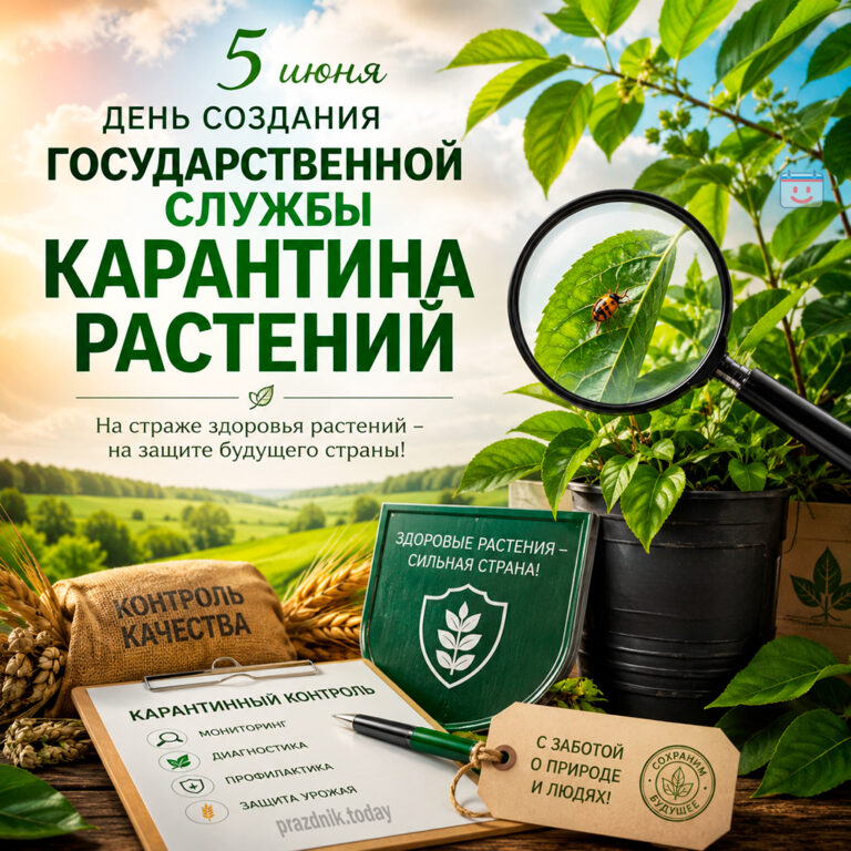 Открытка ко дню создания Государственной службы карантина растений 5 июня