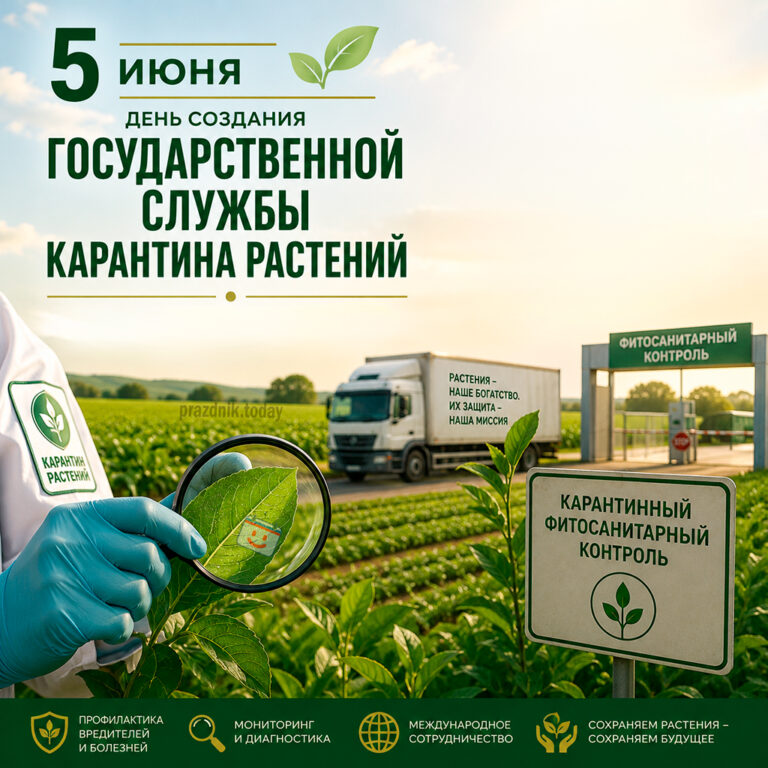 Открытка ко дню создания Государственной службы карантина растений 5 июня