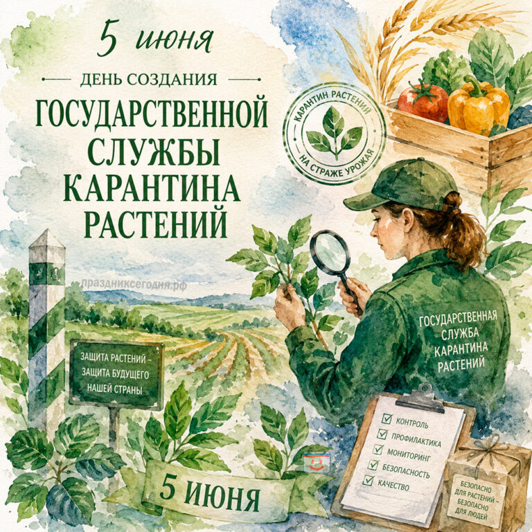 Открытка ко дню создания Государственной службы карантина растений 5 июня