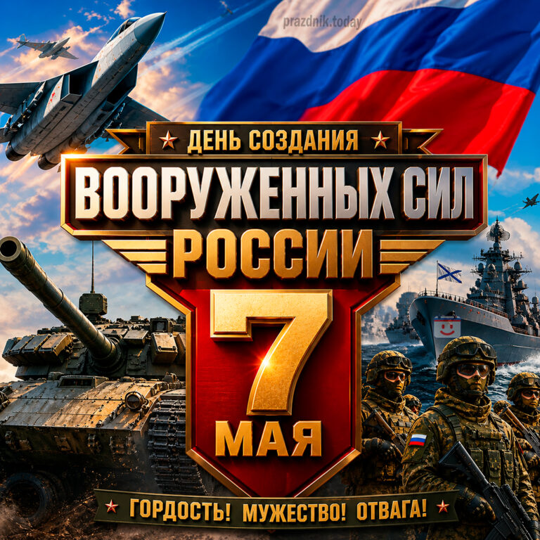 Открытка ко дню создания Вооруженных Сил России 7 мая