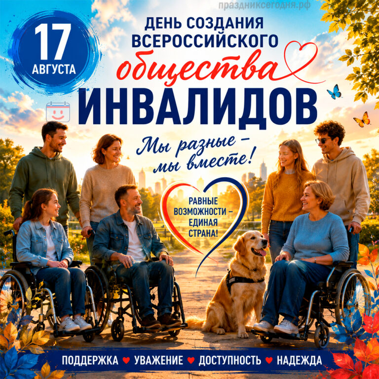 Открытка ко дню создания Всероссийского общества инвалидов 17 августа