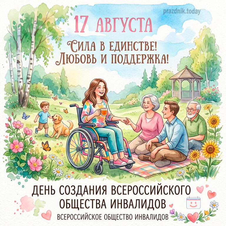 Открытка ко дню создания Всероссийского общества инвалидов 17 августа
