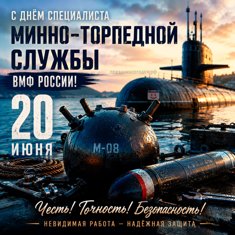 Открытка ко дню специалиста минно-торпедной службы ВМФ РФ 20 июня