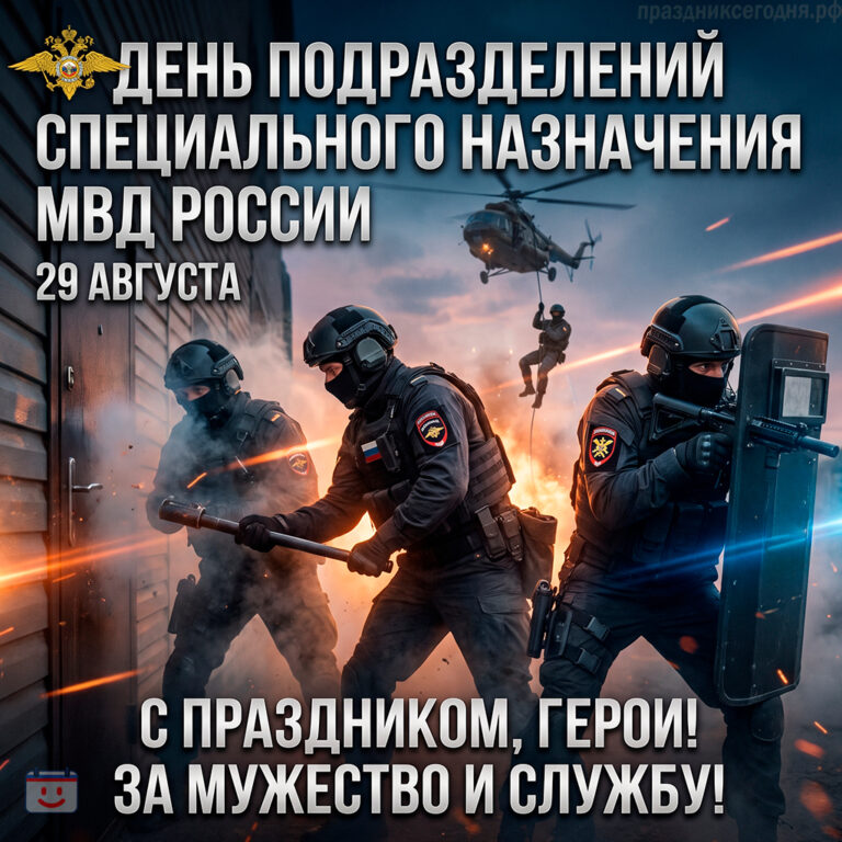 Открытка ко дню подразделений специального назначения МВД России 29 августа