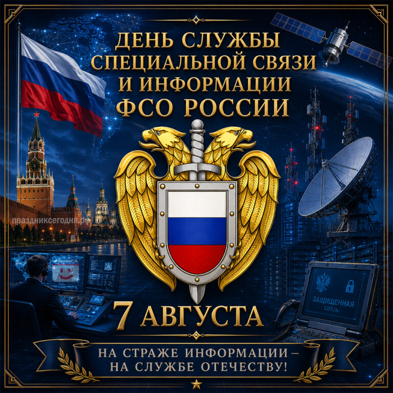 открытка с днём Службы специальной связи и информации ФСО 7 августа