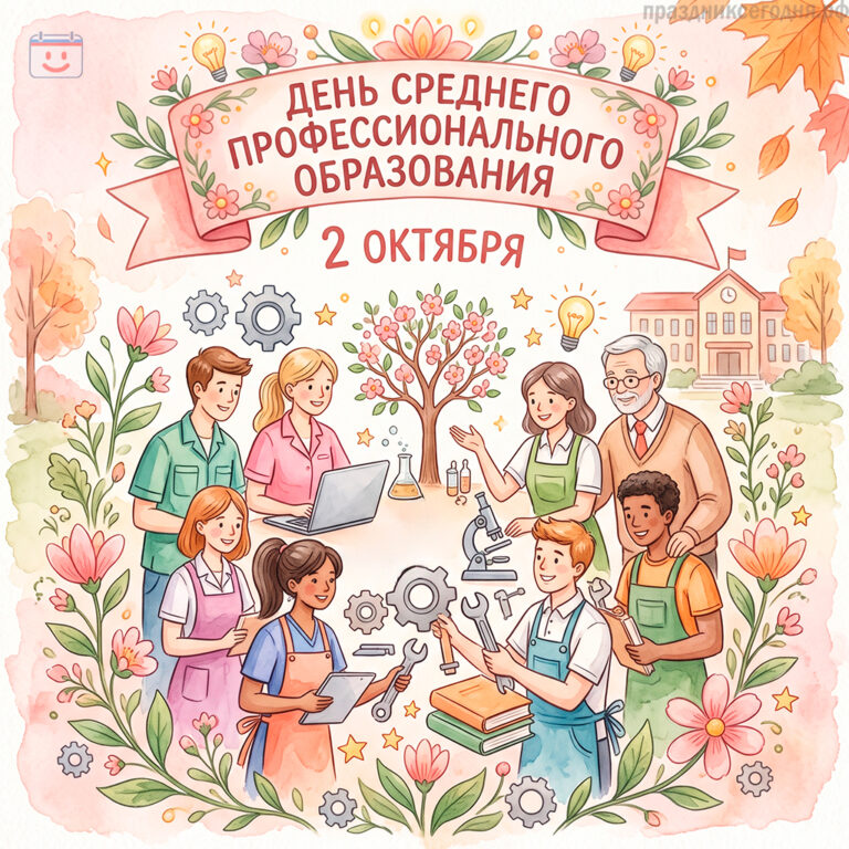 Открытка ко дню среднего профессионального образования 2 октября