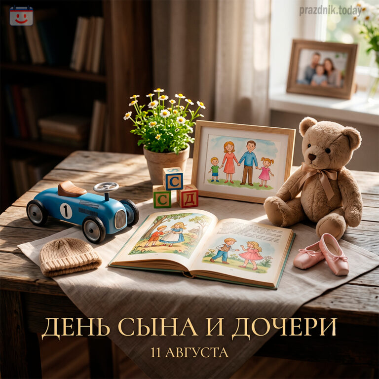 Открытка ко дню сына и дочери 11 августа