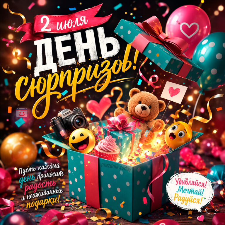 Открытка ко дню сюрпризов 2 июля