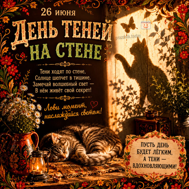 Открытка ко дню теней на стене 26 июня