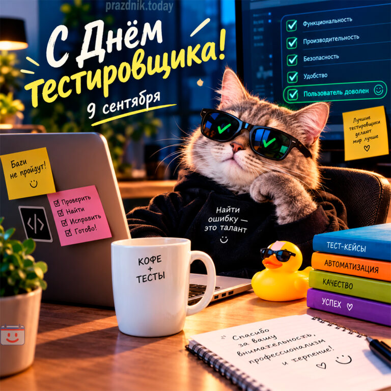 Открытка ко дню тестировщика 9 сентября