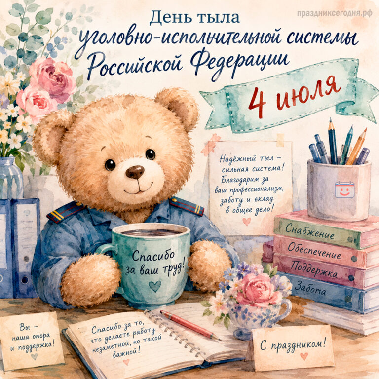 Открытка ко дню тыла уголовно-исполнительной системы РФ 4 июля