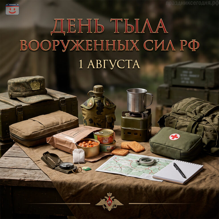 Открытка ко дню тыла Вооруженных Сил РФ 1 августа