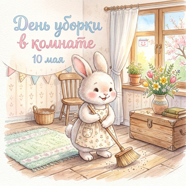 Открытка ко дню уборки в комнате 10 мая