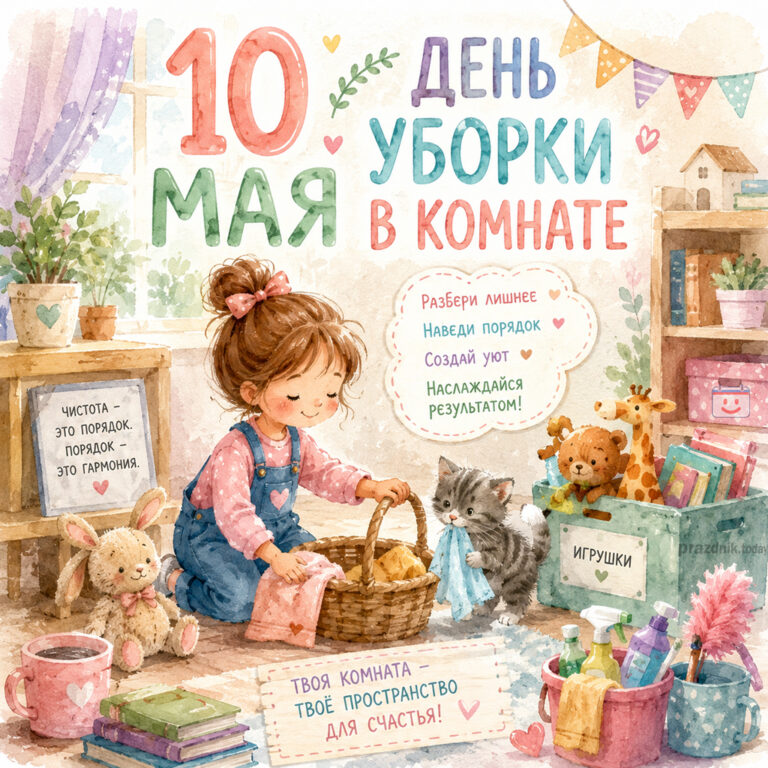 Открытка ко дню уборки в комнате 10 мая