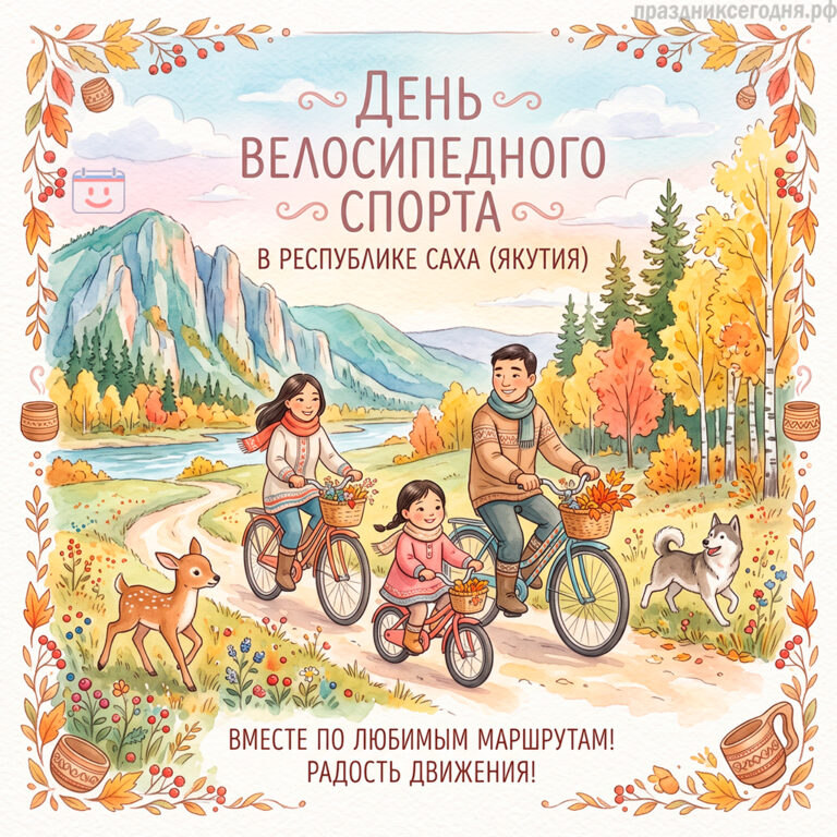Открытка ко дню велосипедного спорта в Республике Саха (Якутия)