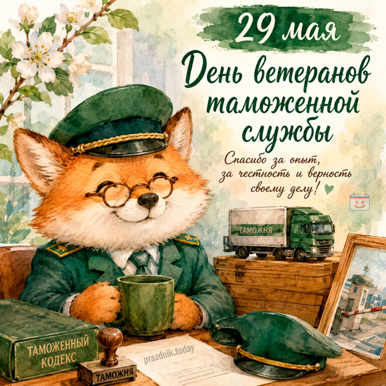 Открытка ко дню ветеранов таможенной службы 29 мая