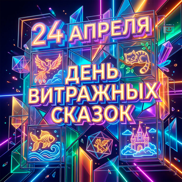 Открытка ко дню Витражных сказок 24 апреля