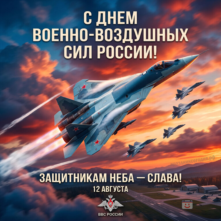 Открытка ко дню Военно-воздушных сил России 12 августа