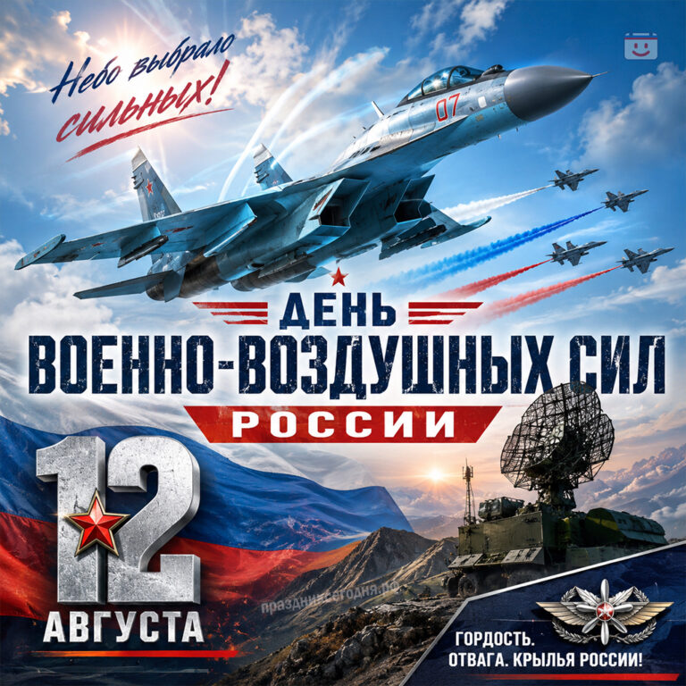 Открытка ко дню Военно-воздушных сил России 12 августа