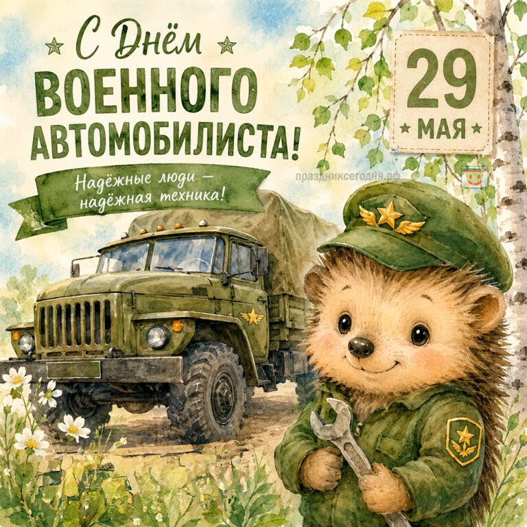 Открытка ко дню военного автомобилиста 29 мая